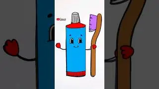 How to draw easy toothbrush and toothpaste #shorts #kids #kidslearning #kidsdrawing