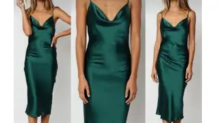 Easy COWL NECK slip dress. #sewingtutorial  #diy