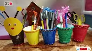 DIY Pen Holder Using Paper Cups | Easy & Creative Craft Idea#hareemcraftmenu29
