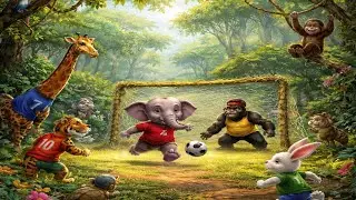Jungle mn jaanvaron ka football match #cartoon 