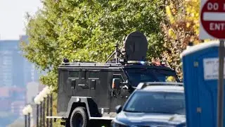 Police barricades and bomb scares on a boring Monday.