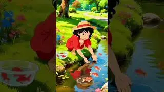 🌿💧 Anime Girl by the River | Soothing Aesthetic Moments 🍀✨#animation #cartoonshorts #bome #trend