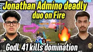 Jonathan Admino deadly duo destroy whole lobby 🥵 Godlike 41 kills domination 🔥