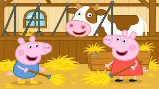 Peppa Pig : Peppa & George&rsquo;s Funny Barn Cleaning Adventure with the Cow! 😂🐄🌾 | Peppa Pig Animation