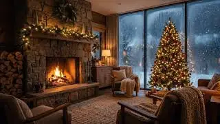 Relaxing Fireplace Ambience 🔥 | Cozy Winter Night, Crackling Fire & Calm Piano