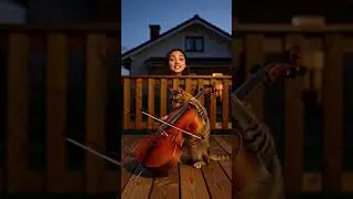 Cat play cello 3 in the morning