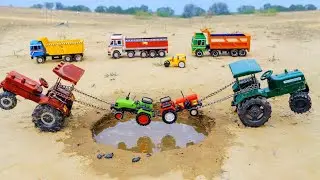 BharatBenz Mahindra Tractor Volvo Dumper Accident Mud River Pulling 2 TRACTOR JCB 3DX Backhoe ? KIDS