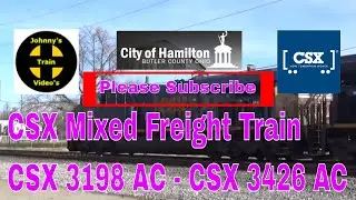 CSX Mixed Freight Train with CSX 3198 AC - CSX 3426 AC