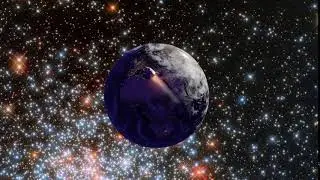Rocketship orbiting Earth w/ star background 1080p