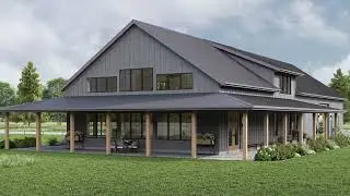 Spacious Barn House Plan | 3,000 sq ft of Modern Rustic Living [Plan 963-00938]