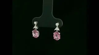 Pink Sapphire & Diamond Drop Earrings in 18K White Gold