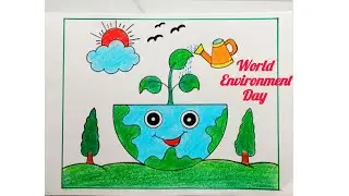 How to draw world environment day poster/ Save Nature Drawing Easy / 5 June world environment day
