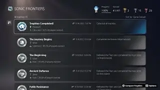 Sonic Frontiers Trophies Completed Platinum Trophy