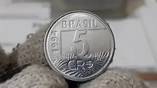 SORTUDO VOC&Ecirc; TEM ESSA MOEDA VALIOSA 5 CRUZEIROS REAIS ANO 1994 ARARA OLHA O VALOR 40, A 60, REAIS 👍