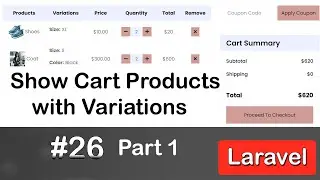 🛒 Show Cart Products with Variations in Laravel | Laravel E-commerce Tutorial (Ep 26 - Part 1)
