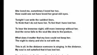 Tonight I Can Write by Pablo Neruda Line by Line Hindi Explanation