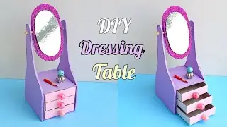 Easy way to make Mini Paper Dressing Table || DIY Dressing Table from firebox || DIY school project
