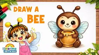 How to Draw a Bee 🐝 | Easy Step-by-Step Drawing for Kids