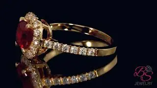2.4 CTW Cushion Cut Ruby Engagement Ring 