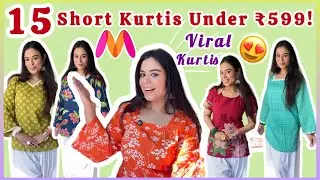 *HUGE* Myntra Haul😍 Short Kurtis Under ₹599/-😱| Viral Full Sleeves Short Kurtis❤️