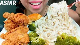 ASMR Fettuccine Alfredo + Fried Chicken 🍗🍝 *No Talking* 먹방 suellASMR
