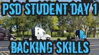 Truck Driving Student - Day 1 - Backing Skills *Alley Dock, Offset, Straight Line Backing*