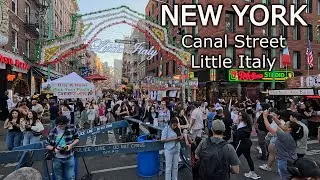 New York - Walking tour Little Italy NYC Canal Street 4К 60fps