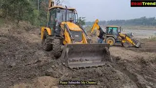 two JCB backhoe working hill amazing video