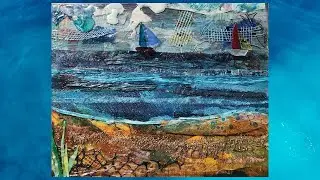 Ocean Inspired Mixed Media - Collage - Beach and Sailboats