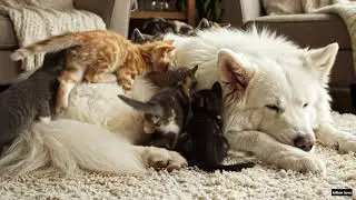 Deep Calm Cozy Sleep 🐱🐶💤  Kitten and Gentle Dog Sharing a Quiet Night Together