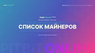 СПИСОК МАЙНЕРОВ| БОЛЬШОЙ РАЗБОР интеллектуальной системы управления PITBIT ONLINE 
