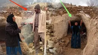 helping hand: a kind man's support for a nomadic grandmother in a cave: life like 2000 years ago