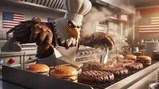 Bald Eagle Chef Cooks American Food