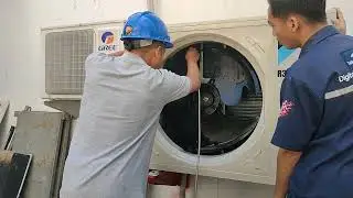 Proses pembersihan outdoor AC 