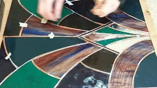 Soldering a copper foil art deco panel