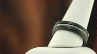 6.5mm Black Titanium Ring with Stainless Steel Cable