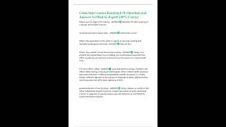 Crisis Intervention Training CIT Questions and Answers Verified by Expert 100% Correct
