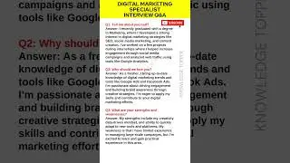 Digital Marketing Specialist Interview Questions and Answers