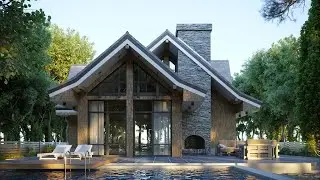 Modern half-timbered house. Time lapse