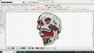 Red Skull Embroidery Design &ndash; Fiery Evil Skull Machine Stitch Art