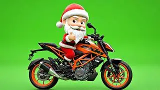 Santa Claus Riding KTM Duke Bike | Green Screen Animation