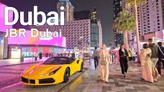 Dubai [4K] Amazing JBR, The Walk Night Walking Tour 🇦🇪
