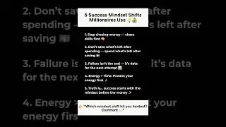 5 Success Mindset Shifts Millionaires Use 💡💰 | Psychology Facts #shorts