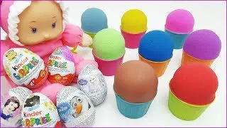 Kinetic Sand Ice Cream Cup Super Surprise Eggs Kinder Eggs Toys Disney Collector Learn Colors