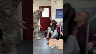 Soldier finds his homeless brother on the subway and surprises him with money and essentials ❤️