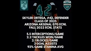 Skyler Ortega #42 Defender ECNL U16 Girls Fall highlights AZ Arsenal ECNL, Class of 2025