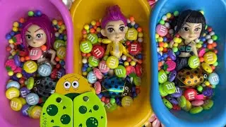 Rainbow Bathtub Candy & Slime Cutting ASMR/K-POP Characters Unboxing With M&M's Magic