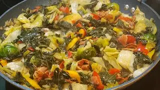FRIED CABBAGE, COLLARD GREENS & BRUSSEL SPROUTS 😋 (NEW!)