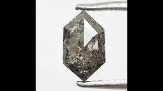 0.91 CT Hexagon Salt and Pepper Diamond: Natural Grey Black Loose Diamond