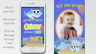 Baby Shark Video Invitation | Baby shark invitation birthday animated card